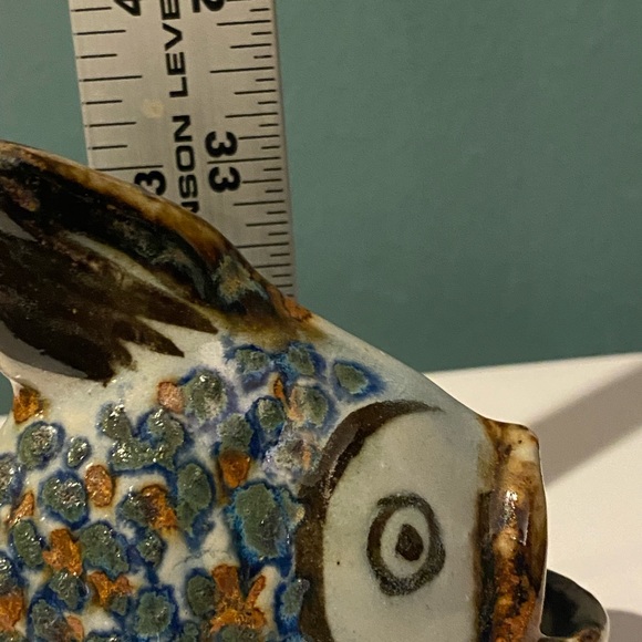 Tonala Hand Painted Mexican Pottery Fish Daisy Signed Mexico Open Mouth - Picture 7 of 7